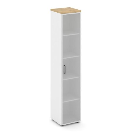 Шкаф высокий узкий универсальный SN.STU.E-109 (400х400х1982) (Белый/Тиквуд Светлый/Сатин)