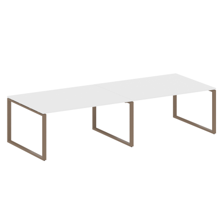 Переговорный стол 2 столешницы Metal System Style БО.ПРГ-2.4 3200x1235x750 (Белый/Мокко металл)