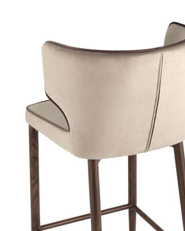 Стул полубарный Матео с кантом велюр шампань ножки дерево (Стул полубарный Матео шампань)