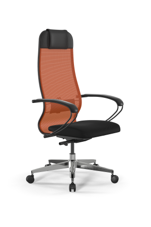 Кресло для руководителя Метта SynchroSit 10 B1-111K - X2+UMF(X1) /Ub00/Wh00/K1bL(M23.B22.G18.W03) (Черный | Оранжевый)