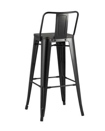 Стул барный TOLIX WOOD со спинкой черный глянцевый (Стул барный Tolix черный глянцевый)