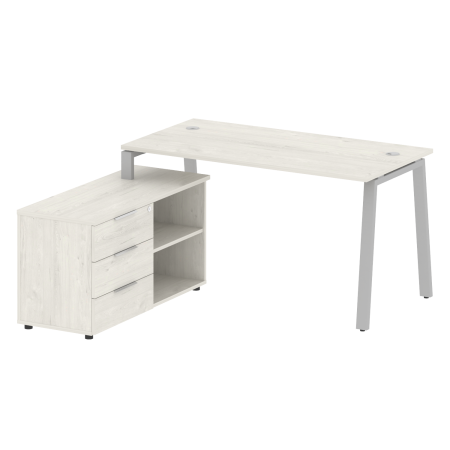 Рабочая станция с тумбой на А-образном м/к Metal System Style БА.РС-СТС-2.3 (L) 1500x1520x750 (Дуб наварра/Серый металл)