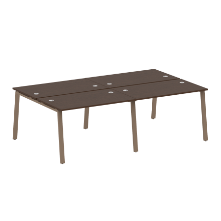 Рабочая станция на 4 рабочих места на А-образном м/к Metal System Style БА.СМ-4.2 2400x1475x750 (Венге Цаво/Мокко металл)