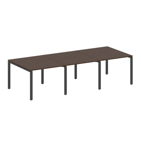 Переговорный стол 3 столешницы Metal System Style БП.ПРГ-3.1 3000x1235x750 (Венге Цаво/Антрацит металл)