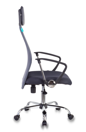 Кресло руководителя KB-6N темно-серый TW-04 TW-12 сетка/ткань с подголов. крестов. металл хром (Серый) Кресло руководителя KB-6N темно-серый TW-04 TW-12 сетка/ткань с подголов. крестов. металл хром (Серый)