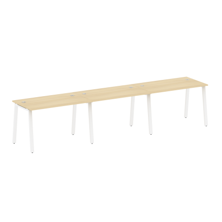 Рабочая станция на 3 рабочих места на А-образном м/к Metal System Style БА.СМ-3.2 3600x720x750 (Акация/Белый металл)