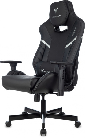 Кресло игровое Knight Thunder 5X черный эко.кожа крестов. металл (Черный)