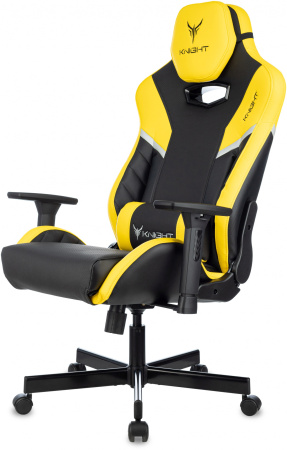 Кресло игровое Knight Thunder 5X черный/желтый эко.кожа крестов. металл (Черный | Желтый)