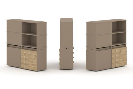 Тумба двойная + высокая надставка ES.NB.2V-18 (1500х410х1520) (Латте/Тиквуд Светлый)