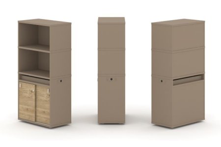 Тумба одиночная + высокая надставка ES.NB.1V-3 (750х410х1520) (Латте/Тиквуд Светлый)