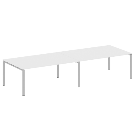 Переговорный стол 2 столешницы Metal System Style БП.ПРГ-2.5 3600x1235x750 (Белый/Серый металл)