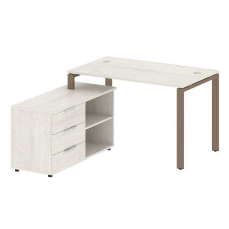 Рабочая станция с опорной тумбой левая Metal System Style БП.РС-СТС-2.2 Л 1300x1520x750 (Дуб Наварра/Мокко металл)