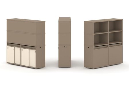 Тумба двойная + высокая надставка ES.NB.2V-7 (1500х410х1520) (Латте/Сатин)