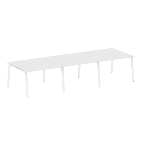 Стол для переговоров (3 столешницы) на А-образном м/к Metal System Style БА.ПРГ-3.2 3600x1235x750 (Белый/Белый металл)