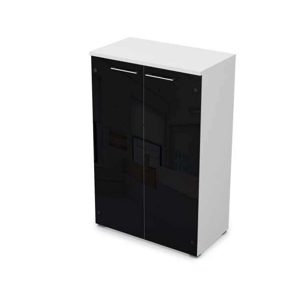 Шкаф средний со стеклом Gloss line 9НШ.017.7 800x450x1245 (Белый премиум) Шкаф средний со стеклом Gloss line 9НШ.017.7 800x450x1245 (Белый премиум)