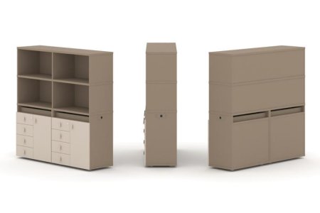 Тумба двойная + высокая надставка ES.NB.2V-4 (1500х410х1520) (Латте/Капучино)