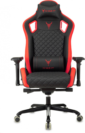 Кресло игровое Knight Titan черный/красный ромбик эко.кожа с подголов. крестов. металл (Черный | Красный)