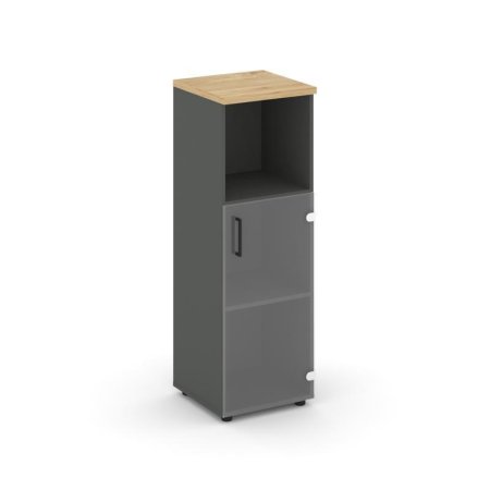 Шкаф средний узкий SN.STU-202(R) (400х400х1203) (Антрацит/Тиквуд Светлый/Прозрачный)