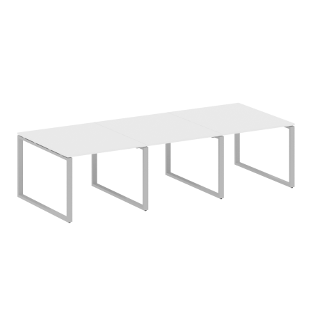 Переговорный стол 3 столешницы Metal System Style БО.ПРГ-3.1 3000x1235x750 (Белый/Серый металл)