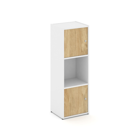 Стеллаж Locker Plus LK.K-001 408x350x1203 (Белый | Тиквуд Светлый)