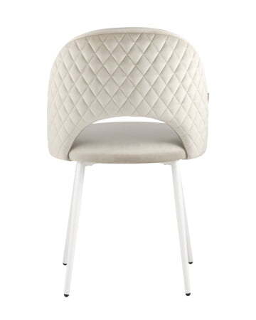 Стул Меган велюр с ромбами бежевый белые ножки (Стул Меган бежевый)