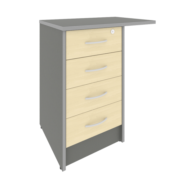 Тумба приставная с замком Riva А.ТП-4.3F-S 680x450x750 (Клен-Металлик)