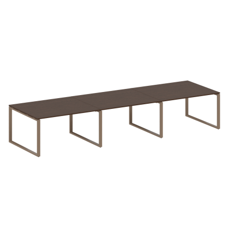 Переговорный стол 3 столешницы Metal System Style БО.ПРГ-3.3 4200x1235x750 (Венге Цаво/Мокко металл)