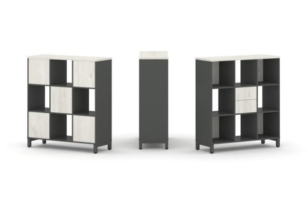 Набор стеллажа 1 сторонний, 3 яруса SN.NS-331 (1121х400х1248) (Антрацит/Дуб Наварра/Металл Антрацит) Набор стеллажа 1 сторонний, 3 яруса SN.NS-331 (1121х400х1248) (Антрацит/Дуб Наварра/Металл Антрацит)