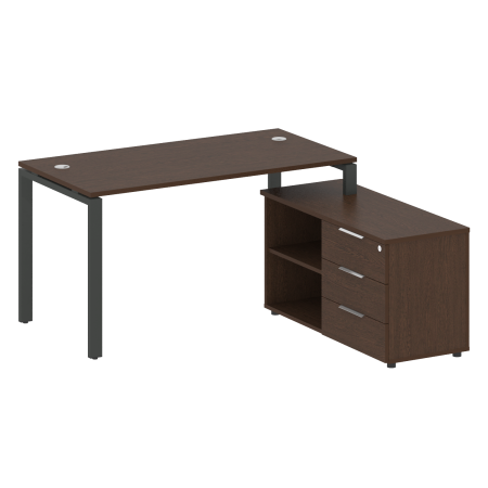 Рабочая станция с опорной тумбой правая Metal System Style БП.РС-СТС-2.3 Пр 1500x1520x750 (Венге Цаво/Антрацит металл)