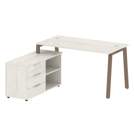 Рабочая станция с тумбой на А-образном м/к Metal System Style БА.РС-СТС-2.3 (L) 1500x1520x750 (Дуб наварра/Мокко металл)