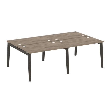 Рабочая станция на деревянных опорах Onix Wood OW.D.RS-4.2.7 2360x1475x750 (Тиквуд Темный/Дуб Темный)