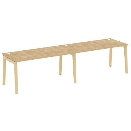 Рабочая станция на деревянных опорах Onix Wood OW.RS-2.4.8 3160x800x750 (Тиквуд Светлый/Дуб Светлый)