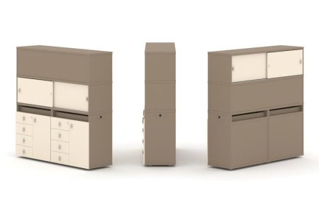 Тумба двойная + высокая надставка ES.NB.2V-6 (1500х410х1520) (Латте/Сатин)