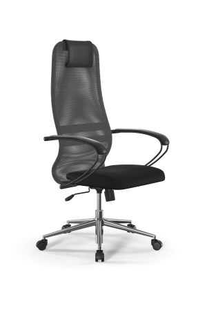 Кресло для руководителя Метта Sit 8 B1-8K - X1+UMF(X1) /Uh00/Wh00/K1bL(M09.B23.G18.W01) (Светло-серый | Черный)