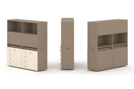 Тумба двойная + высокая надставка ES.NB.2V-4 (1500х410х1520) (Латте/Сатин)