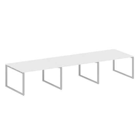 Переговорный стол 3 столешницы Metal System Style БО.ПРГ-3.3 4200x1235x750 (Белый/Серый металл)