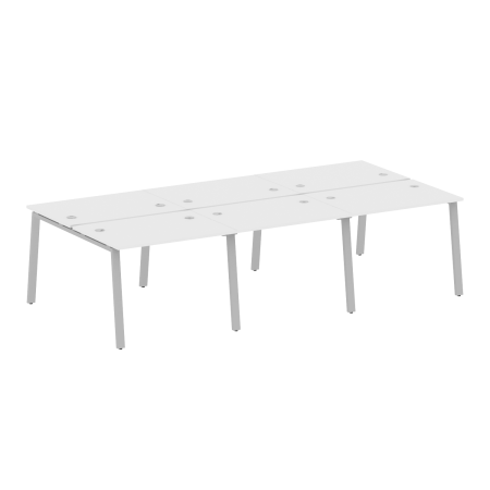 Рабочая станция на 6 рабочих места на А-образном м/к Metal System Style БА.СМ-6.1 3000x1475x750 (Белый/Серый металл)