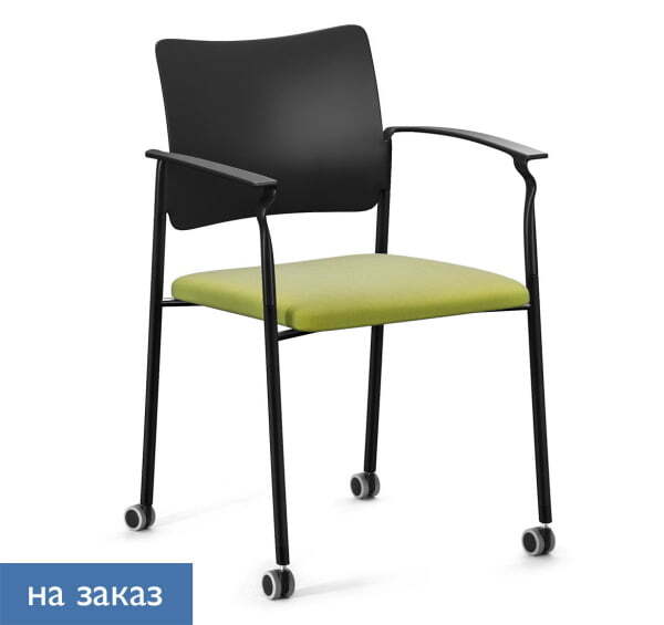 PINKO_black Кресло на колёсах с подлокотниками (Черный/Зеленый/Черный)