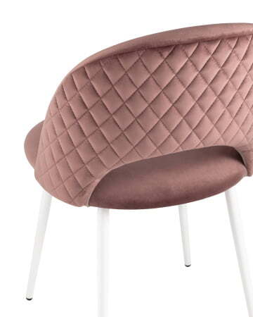 Стул Меган велюр с ромбами пыльно-розовый белые ножки (Стул Меган пыльно розовый)
