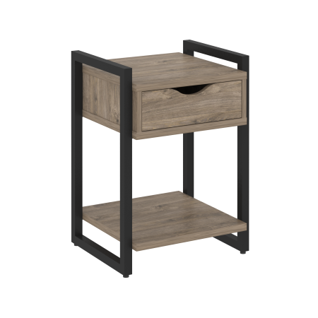 Тумба на регулируемых опорах с ящиком и полкой VR.L-T1.O 500x460x719 (Тиквуд Темный/Черный металл)