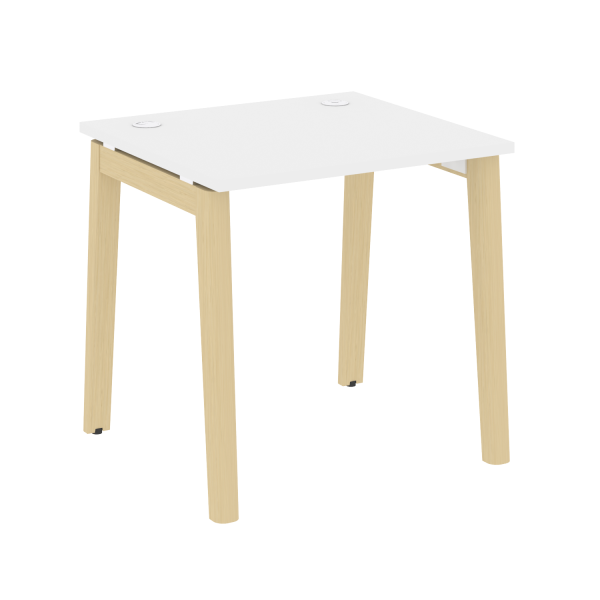 Стол рабочий на деревянных опорах Onix Wood OW.SP-0.7 780x720x750 (Белый Бриллиант/Дуб Светлый)