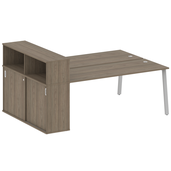 Рабочая станция с шкафом-купе на А-образном м/к Metal System Style БА.РС-СШК-2.5 Т 2210x1475x1098 (Вяз/Серый металл)
