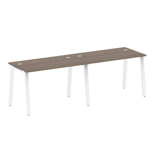 Рабочая станция на 2 рабочих места на А-образном м/к Metal System Style БА.СМ-2.2 2400x720x750 (Вяз/Белый металл)