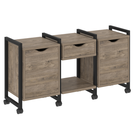 Тумба на колесных опорах наборная VR.L-TN-7.K 1440x460x767 (Тиквуд Темный/Черный металл)