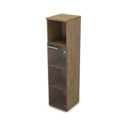 9П.004.5 Пенал со стеклом и нишей (400x450x1645) (Teakwood)