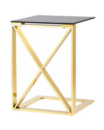 Журнальный стол 40*40 КРОСС золото стекло smoke (Журнальный стол Кросс золотой)