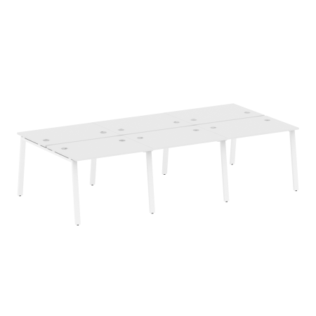 Рабочая станция на 6 рабочих места на А-образном м/к Metal System Style БА.СМ-6.1 3000x1475x750 (Белый/Белый металл)