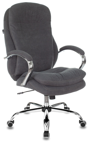 Кресло руководителя T-9950SL Fabric серый Alfa 44 крестов. металл хром (Серый)
