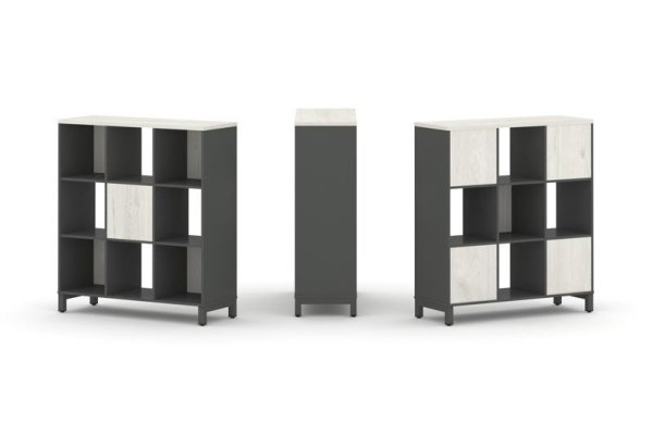 Набор стеллажа 2-х сторонний, 3 яруса SN.NSD-331 (1121х400х1248) (Антрацит/Дуб Наварра/Металл Антрацит) Набор стеллажа 2-х сторонний, 3 яруса SN.NSD-331 (1121х400х1248) (Антрацит/Дуб Наварра/Металл Антрацит)