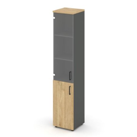 Шкаф высокий узкий SN.STU.E-102(L) (400х400х1982) (Антрацит/Тиквуд Светлый/Прозрачный)